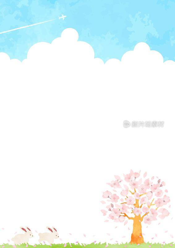 simple　spring　scenery　background　illustration